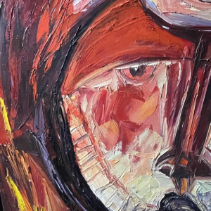 ROGER BOTEMBE " Le visage " masque abstrait, peinture huile sur toile, ca 2010