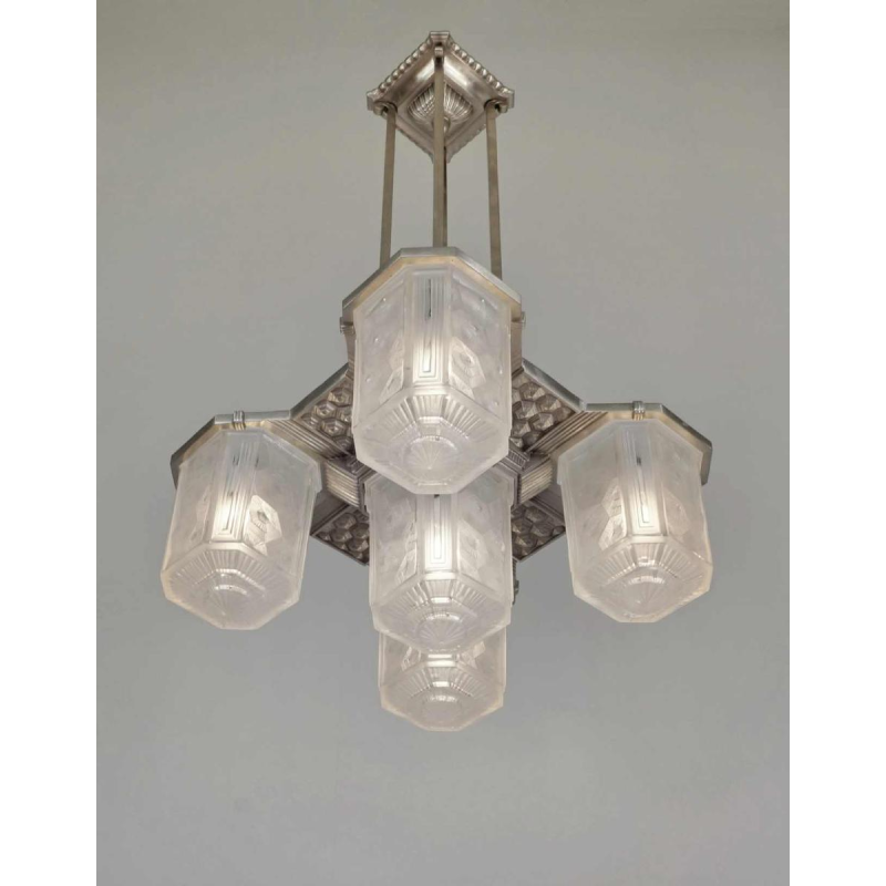 Hettier et Vincent : lustre art déco. France 1930