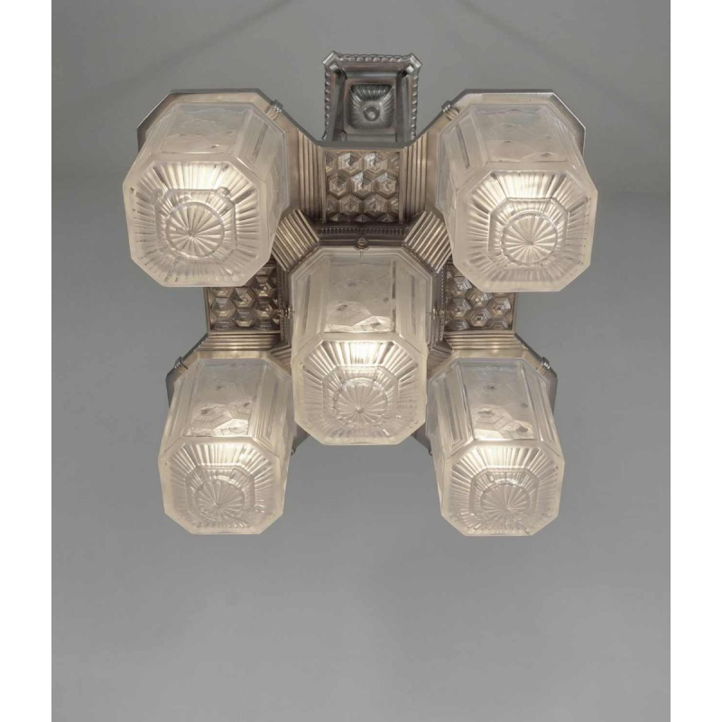 Hettier & Vincent : French art deco chandelier ... 1930 France