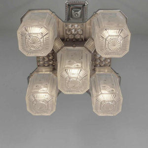 Hettier & Vincent : French art deco chandelier ... 1930 France