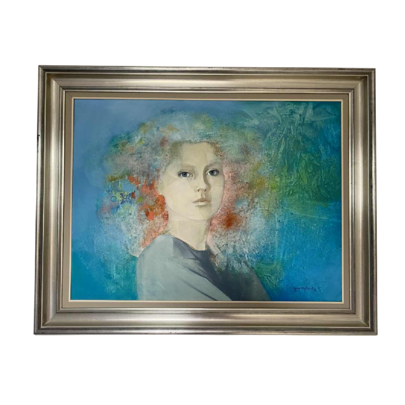 Guy Mytych 'Portrait de femme' peinture huile sur toile, 1981