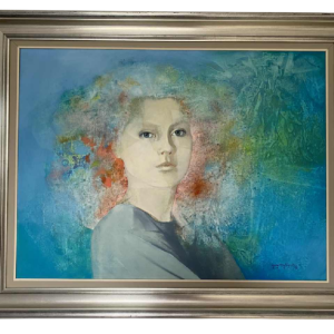 Guy Mytych 'Portret van een vrouw' schilderij olieverf op doek, 1981