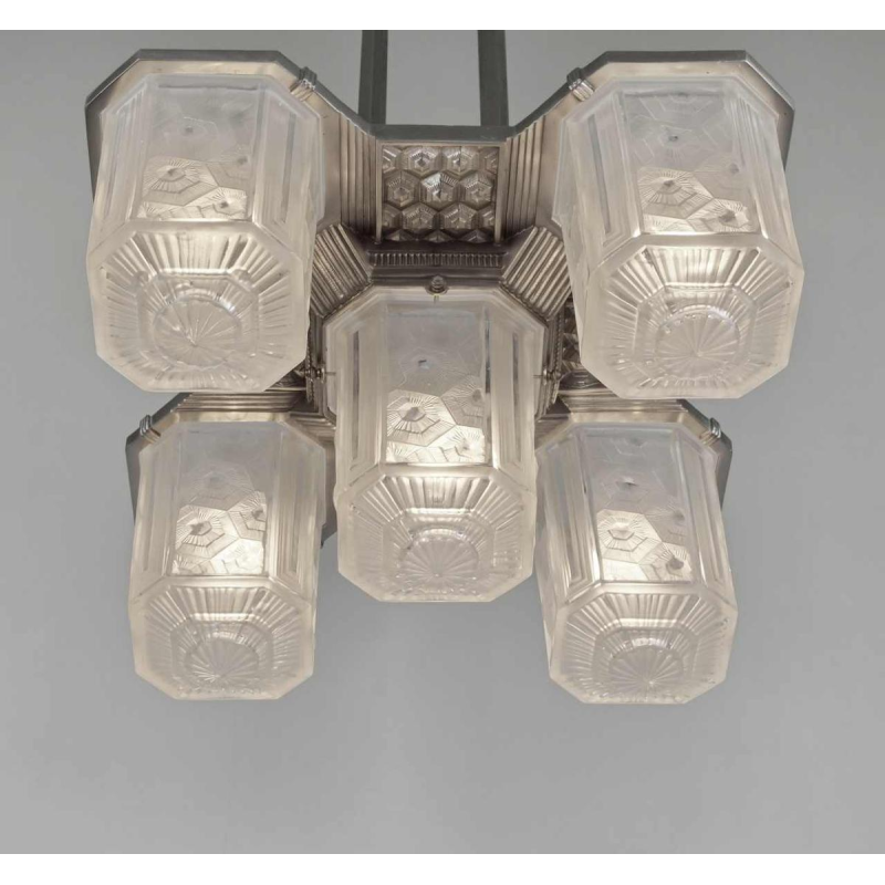 Hettier & Vincent : French art deco chandelier ... 1930 France