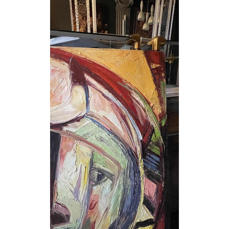 ROGER BOTEMBE " Het gezicht " abstract masker, schilderij olieverf op doek, 2010