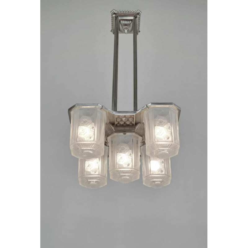 Hettier & Vincent : French art deco chandelier ... 1930 France