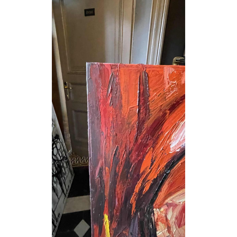 ROGER BOTEMBE " Het gezicht " abstract masker, schilderij olieverf op doek, 2010