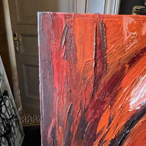 ROGER BOTEMBE " Het gezicht " abstract masker, schilderij olieverf op doek, 2010