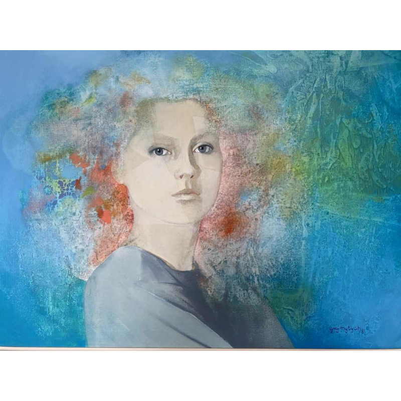 Guy Mytych 'Portrait de femme' peinture huile sur toile, 1981