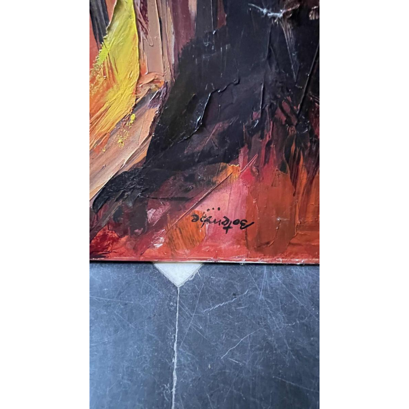 ROGER BOTEMBE " Het gezicht " abstract masker, schilderij olieverf op doek, 2010