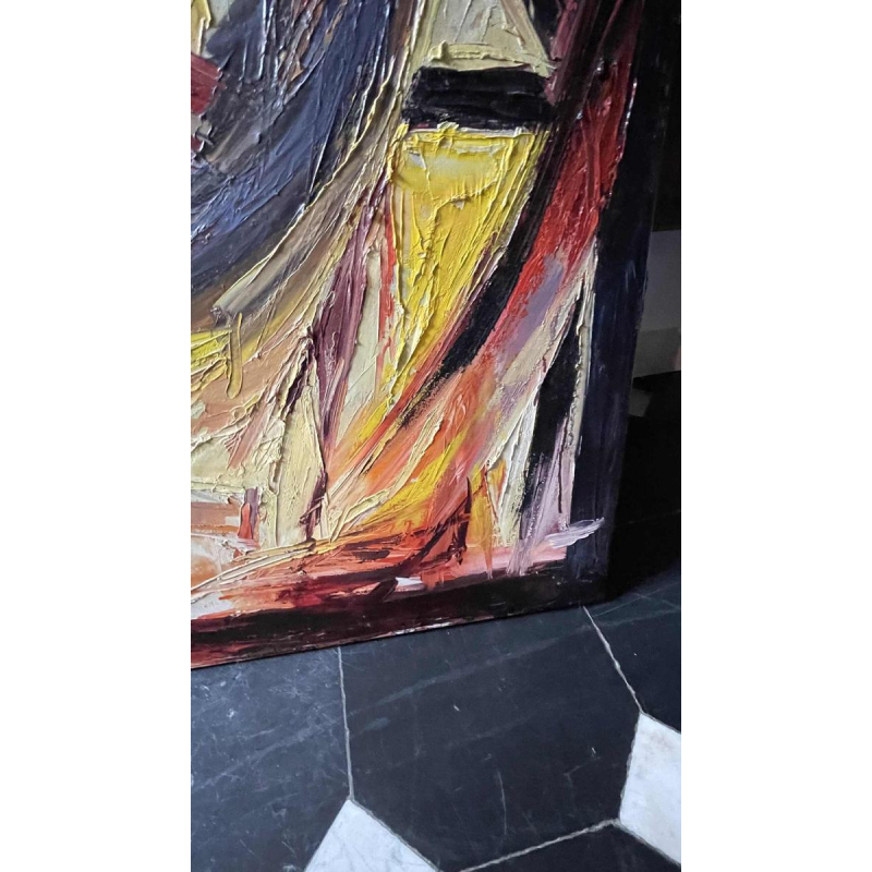 ROGER BOTEMBE " Het gezicht " abstract masker, schilderij olieverf op doek, 2010