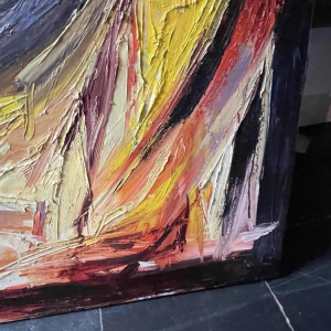 ROGER BOTEMBE " Le visage " masque abstrait, peinture huile sur toile, ca 2010