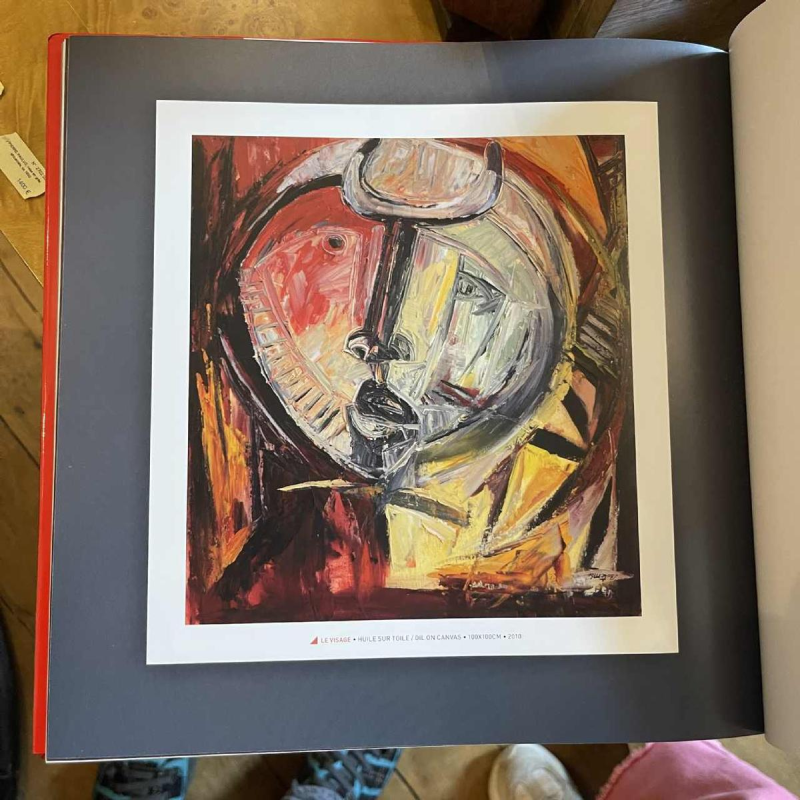 ROGER BOTEMBE " Het gezicht " abstract masker, schilderij olieverf op doek, 2010