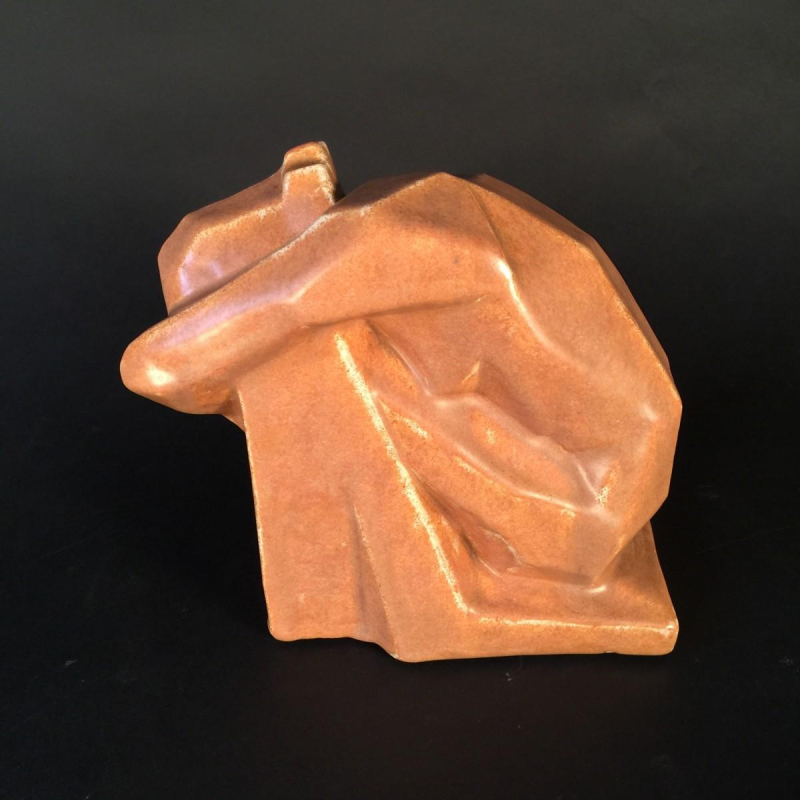 Angelo Hecq / Roger Guérin "Femme Nue" in cubist stoneware - circa 1925