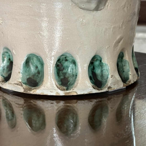 SALVATORE JUDICE Caltagirone Sicilia, ancienne sculpture "Te^te de roi Maure" 39cm vase jardinière anthropomorphe céramique