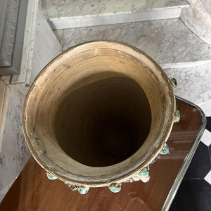 SALVATORE JUDICE Caltagirone Sicilia, sculpture ‘Head of a Moorish king’ 39cm ceramic anthropomorphic jardinière vase