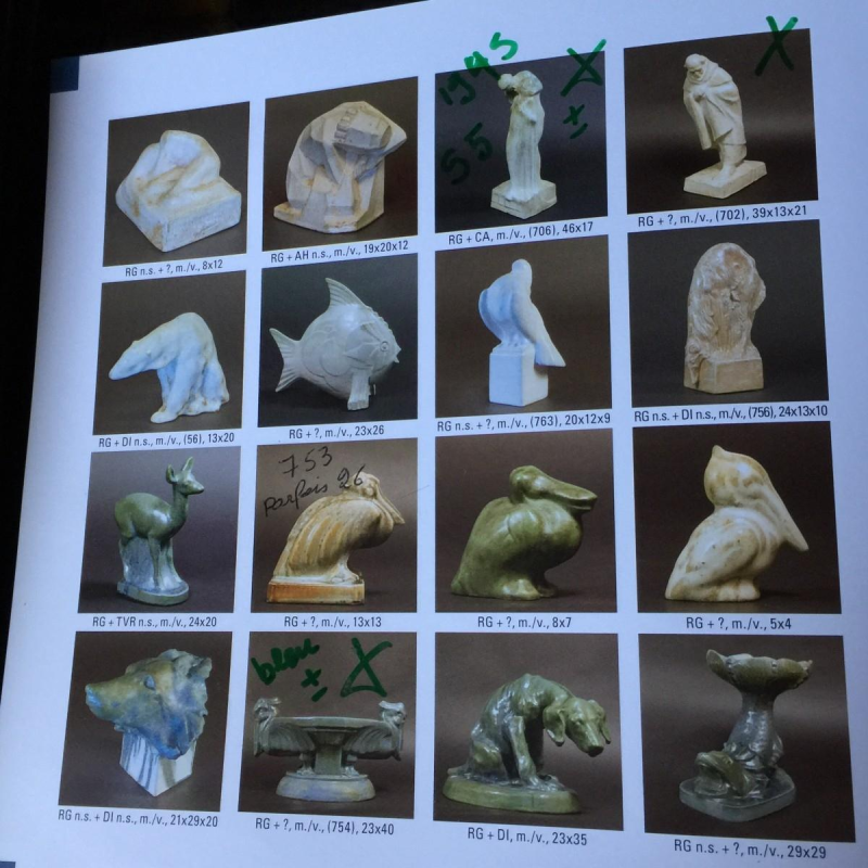 Angelo Hecq / Roger Guérin "Femme Nue" in kubistisch steengoed - circa 1925