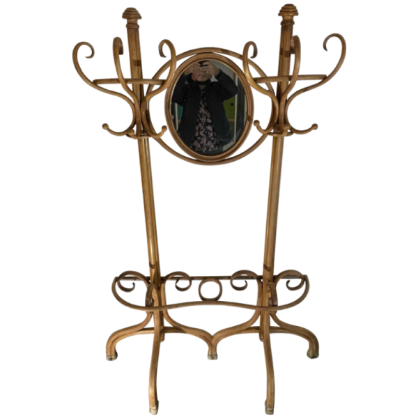 THONET GEBRÜDER / FRERES, Dubbele Kapstok N ° 1 Gebogen Houten Spiegel, 19th