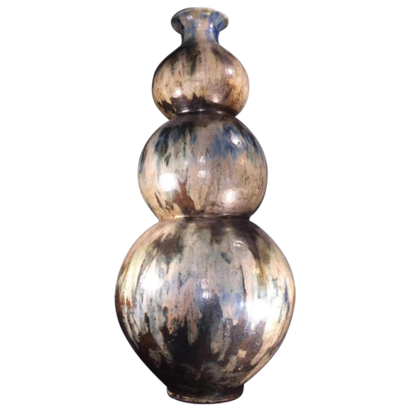 ROGER GUERIN, Monumentaal vaas, drie lobben 102 cm, UNIEK stuk, Art Deco Steengoed 1920