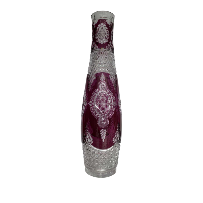 Val-Saint-Lambert, haut vase 'Tartarin' 56cm, cristal clair doublé taillé, début XXe s