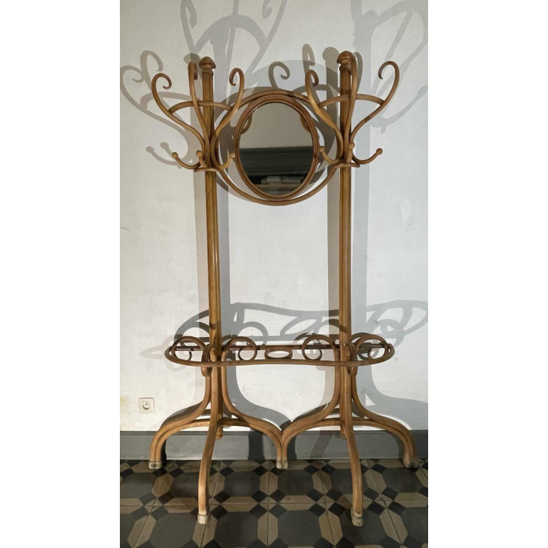 THONET GEBRÜDER / FRERES, Dubbele Kapstok N ° 1 Gebogen Houten Spiegel, 19th