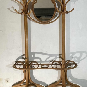 THONET GEBRÜDER / FRERES, Double Coat Rack N ° 1 Curved Bent Wood Mirror, 19th