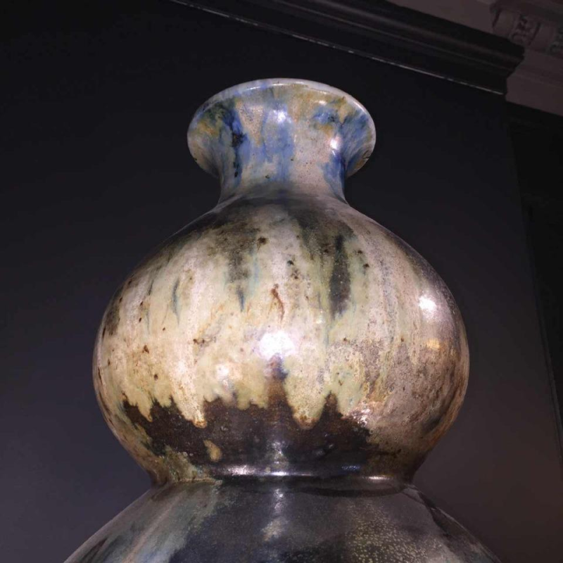 ROGER GUERIN, Monumental vase trilobé, pièce UNIQUE de 102 cm, grès salé Art Deco, 1920