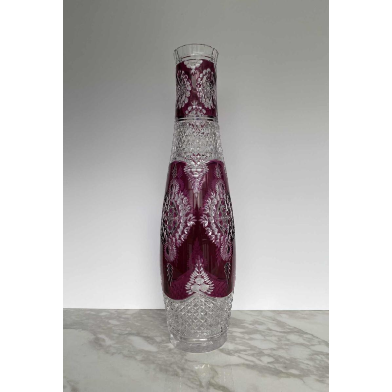 Val-Saint-Lambert, high Tartarin vase 56cm, cut doubled clear crystal, early 20th c