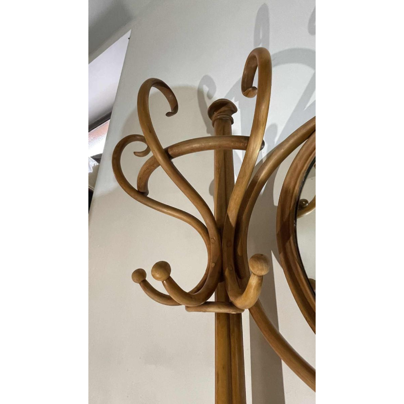 THONET GEBRÜDER / FRERES, Double Coat Rack N ° 1 Curved Bent Wood Mirror, 19th