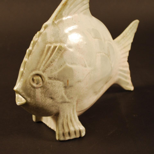 Roger Guerin "Vis" Art Deco - Aardewerk Sculptuur Gezouten steengoed - Circa 1925/1930