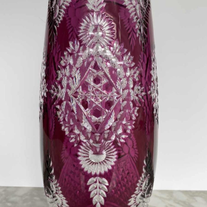 Val-Saint-Lambert, high Tartarin vase 56cm, cut doubled clear crystal, early 20th c