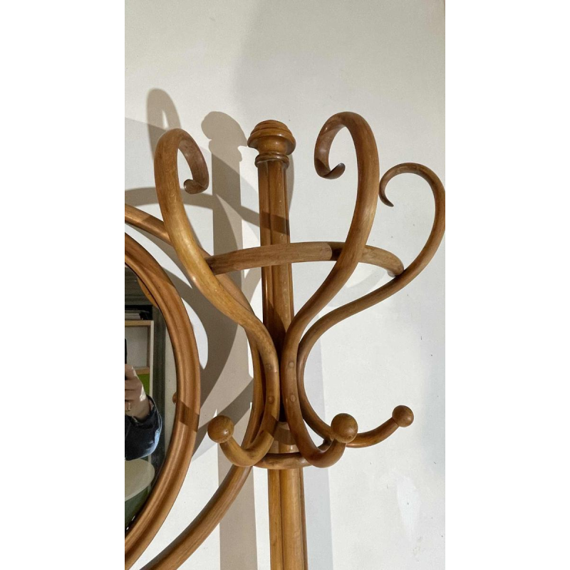 THONET GEBRÜDER / FRERES, Dubbele Kapstok N ° 1 Gebogen Houten Spiegel, 19th
