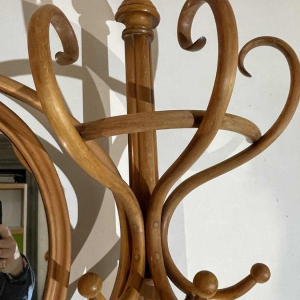 THONET GEBRÜDER / FRERES, Double Coat Rack N ° 1 Curved Bent Wood Mirror, 19th