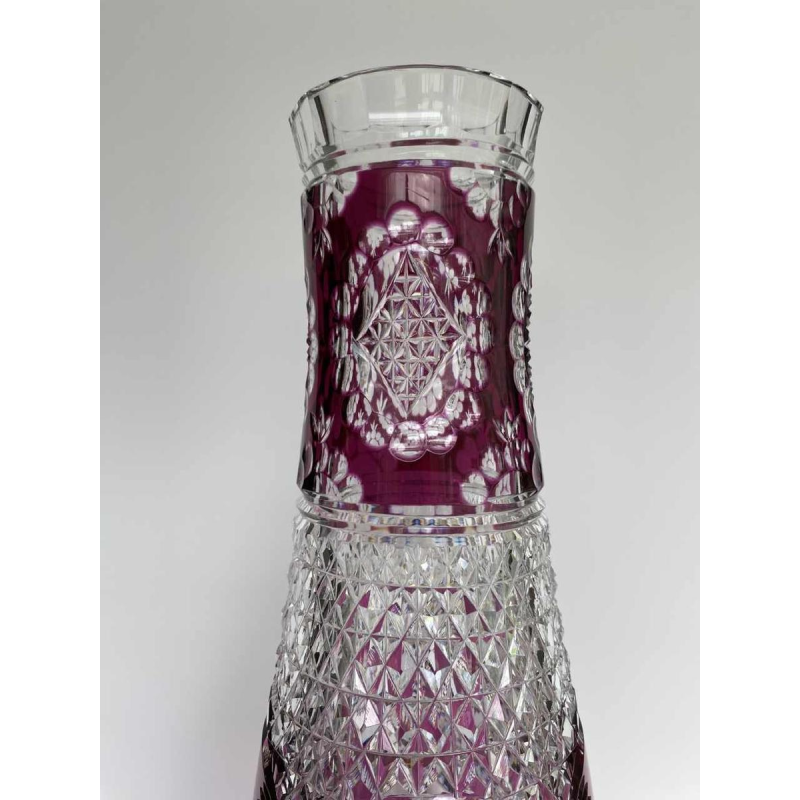 Val-Saint-Lambert, high Tartarin vase 56cm, cut doubled clear crystal, early 20th c