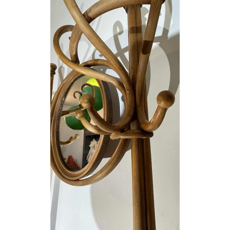 THONET GEBRÜDER / FRERES, Double Coat Rack N ° 1 Curved Bent Wood Mirror, 19th