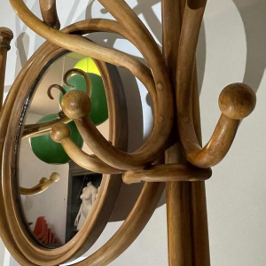 THONET GEBRÜDER / FRERES, Double Coat Rack N ° 1 Curved Bent Wood Mirror, 19th