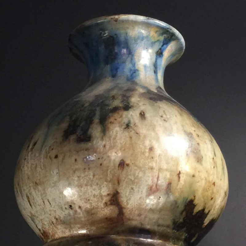 ROGER GUERIN, Monumental vase trilobé, pièce UNIQUE de 102 cm, grès salé Art Deco, 1920