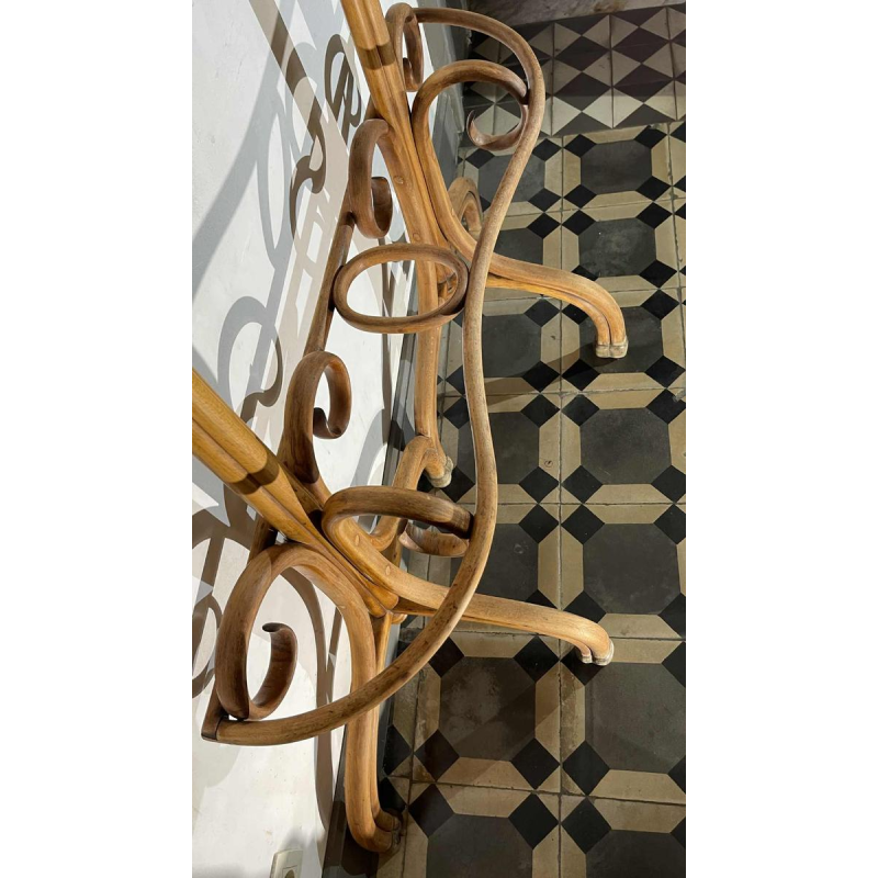 THONET GEBRÜDER / FRERES, Double Coat Rack N ° 1 Curved Bent Wood Mirror, 19th