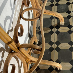 THONET GEBRÜDER / FRERES, Double Coat Rack N ° 1 Curved Bent Wood Mirror, 19th