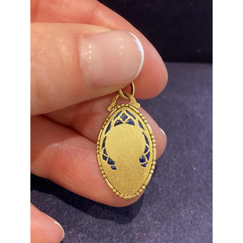 Medaille van de Maagd Maria in goud en blauw 'plique-à-jour' email, 20ste eeuw