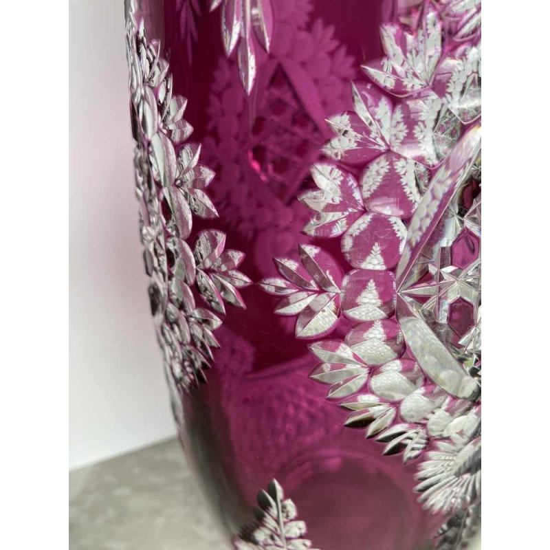 Val-Saint-Lambert, high Tartarin vase 56cm, cut doubled clear crystal, early 20th c