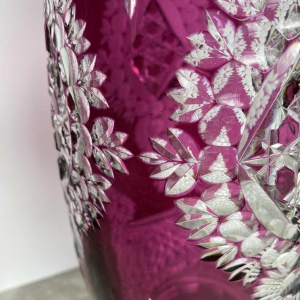 Val-Saint-Lambert, haut vase 'Tartarin' 56cm, cristal clair doublé taillé, début XXe s