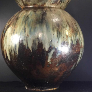 ROGER GUERIN, Monumentaal vaas, drie lobben 102 cm, UNIEK stuk, Art Deco Steengoed 1920