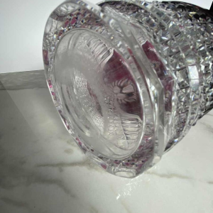 Val-Saint-Lambert, haut vase 'Tartarin' 56cm, cristal clair doublé taillé, début XXe s