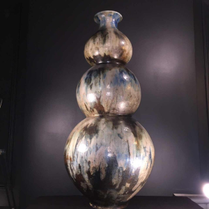 ROGER GUERIN, Monumental vase trilobé, pièce UNIQUE de 102 cm, grès salé Art Deco, 1920