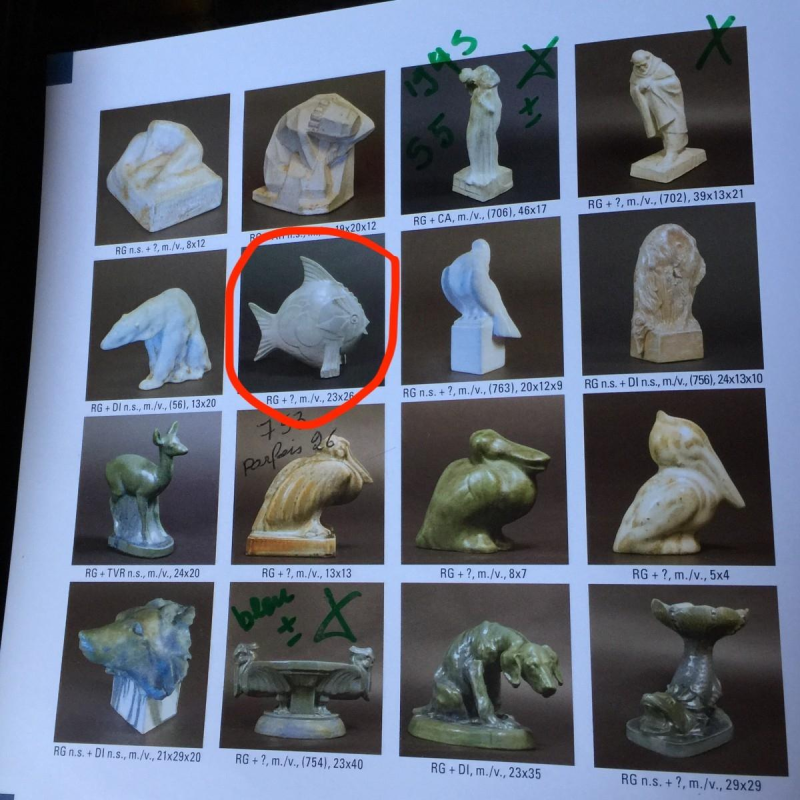 Roger Guerin "Fish" Art Deco - Earthwear Sculpture Salted stoneware - Circa 1925/1930