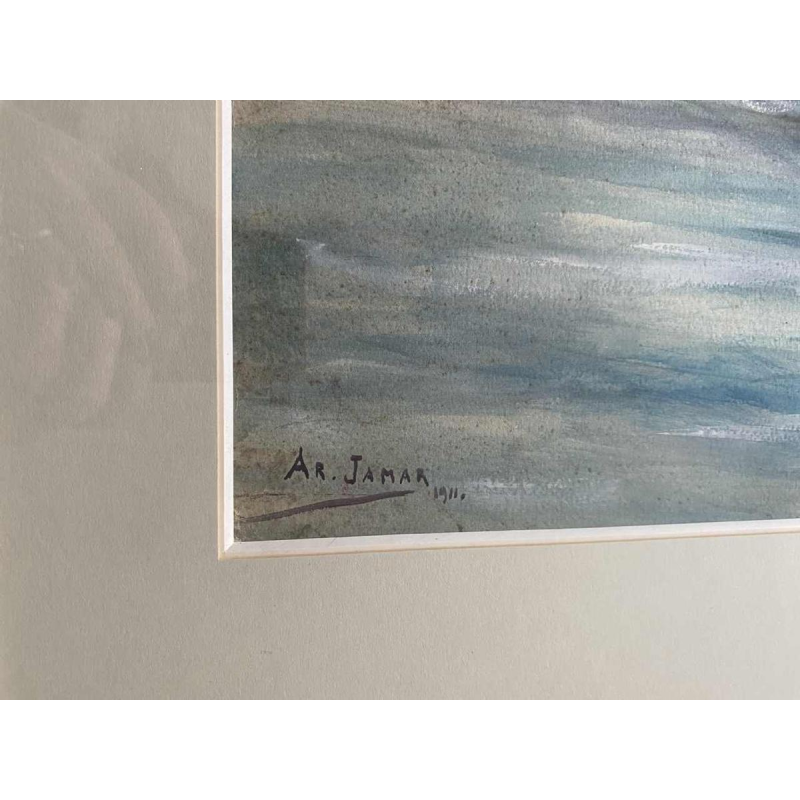 Armand Jamar 'Vue de mer' technique mixte, aquarelle et gouache sur papier, 1911
