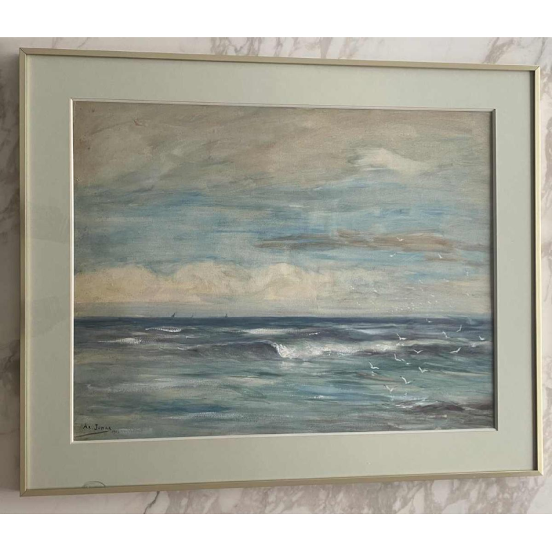 Armand Jamar 'Vue de mer' technique mixte, aquarelle et gouache sur papier, 1911