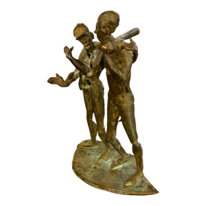 Jean Delcourt " Joueurs de Baseball ", sculpture bronze cire perdue 1/1 en 2002