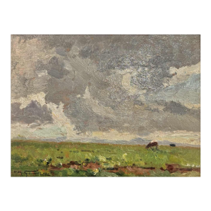 Charles GOUWELOOS « Avant la bourrasque » peinture huile sur bois