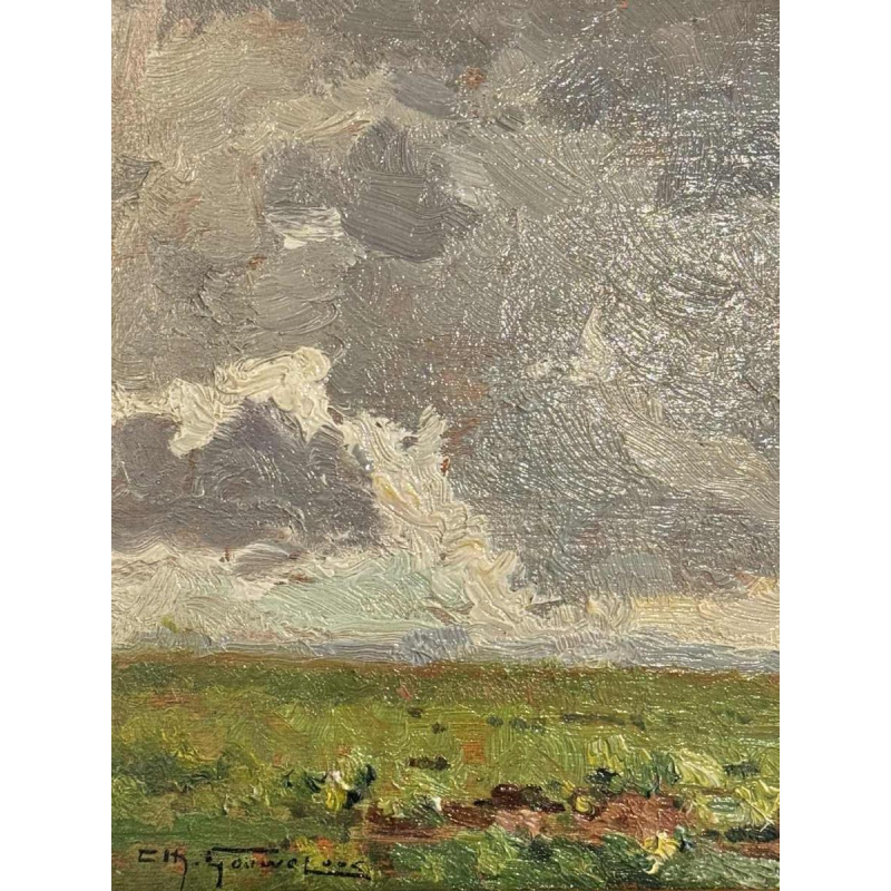 Charles GOUWELOOS « Avant la bourrasque » peinture huile sur bois